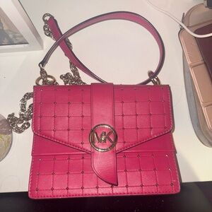 Michael Kors Greenwich Faux-Leather Pink Studded Purse